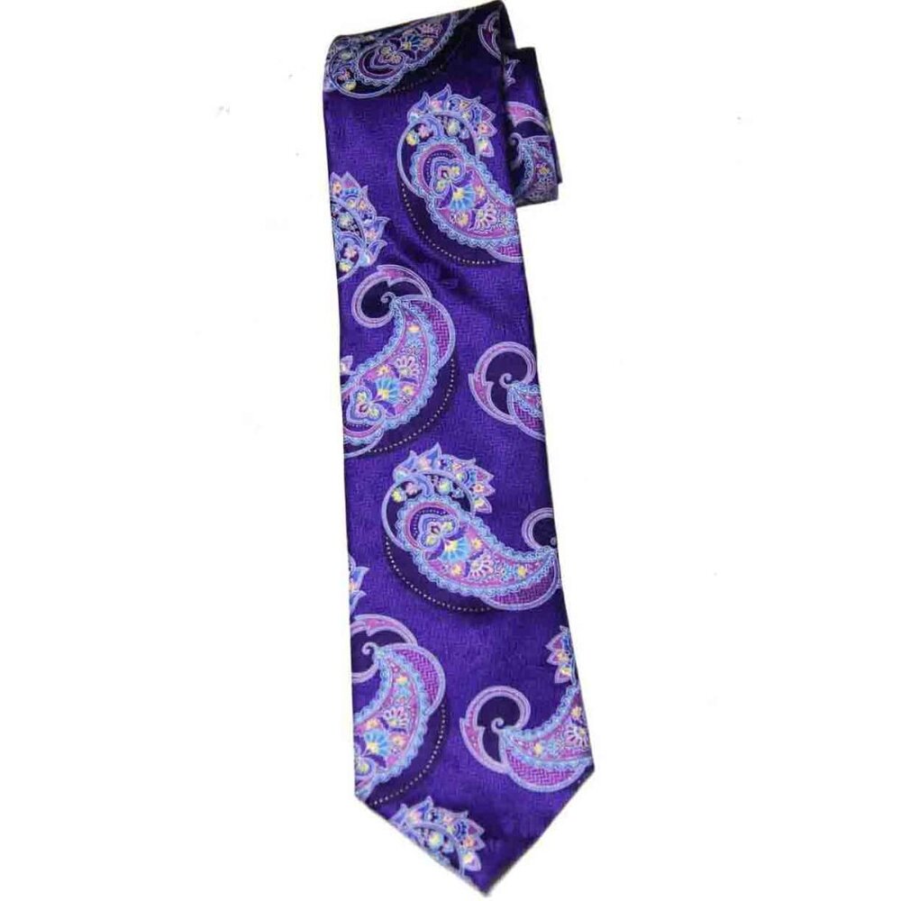 NEW Geoffrey Silk Tie Purple Paisley Men's